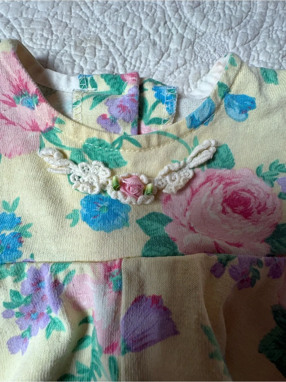 Vintage Kids Floral Short-Sleeve Dress and Bloomers Set - Yellow